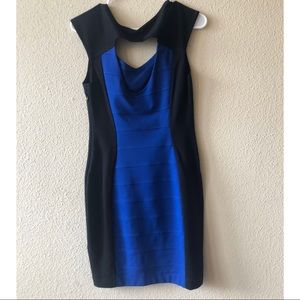 Blue/black cutout detail mini dress